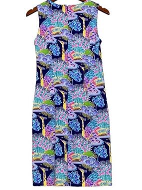 J.McLaughlin Women's Dress Sophia Navy Peacock Multicolor Sleeveless Resort S